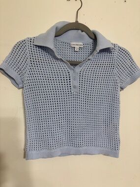 Calvin Klein Jeans Light Blue Crochet Knit Polo